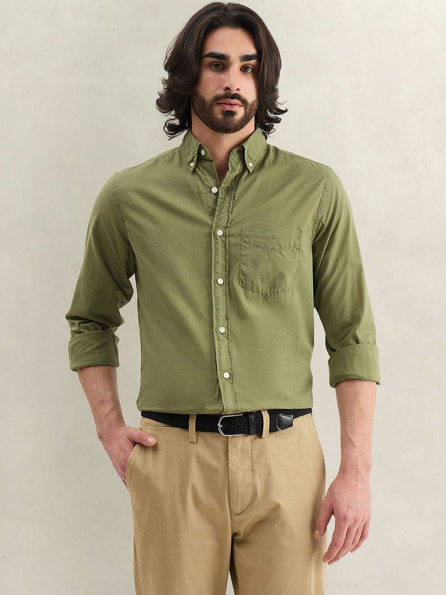 Gant Men Green Solid Regular Fit Pure Cotton Shirt