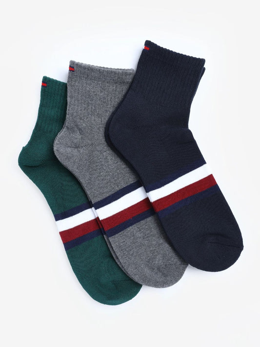 Tommy Hilfiger Men Pack Of 3 Striped Ankle-Length Socks