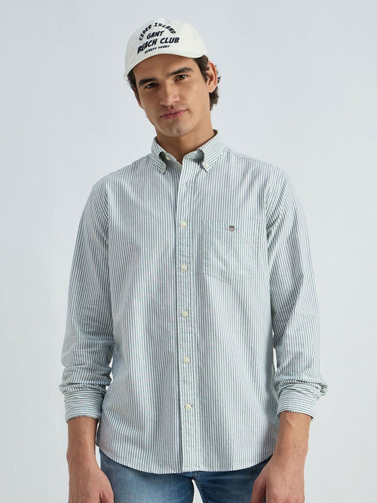 GANT Classic Vertical Striped Button-Down Collar Oxford Cotton Casual Shirt