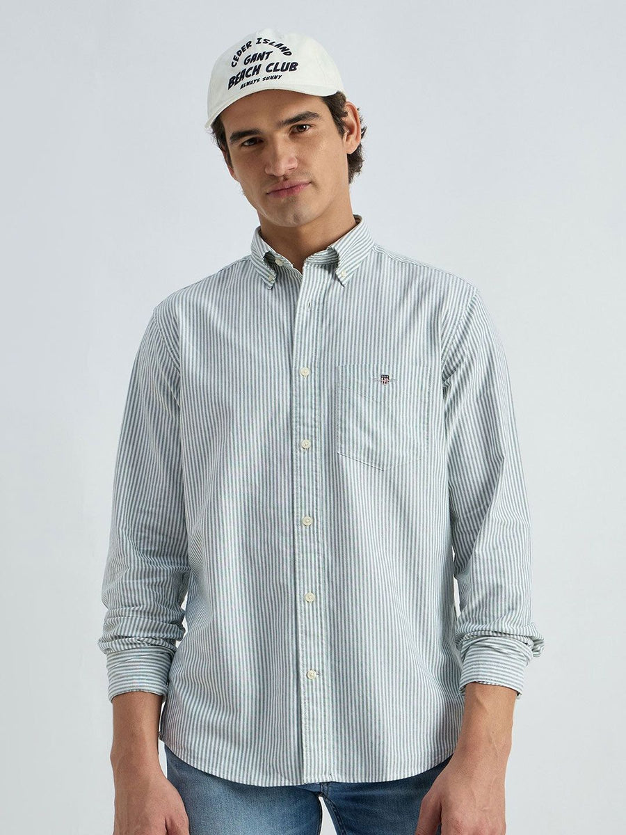 GANT Classic Vertical Striped Button-Down Collar Oxford Cotton Casual Shirt
