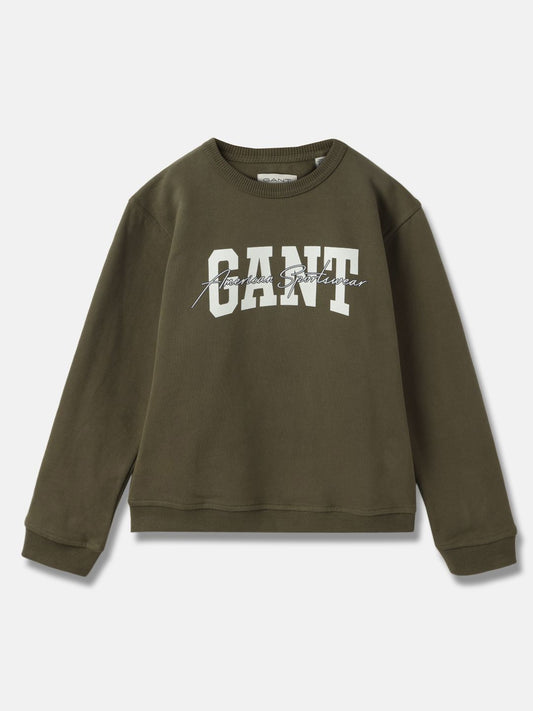 GANT Boys Typography Printed Round Neck Cotton Pullover Sweatshirt