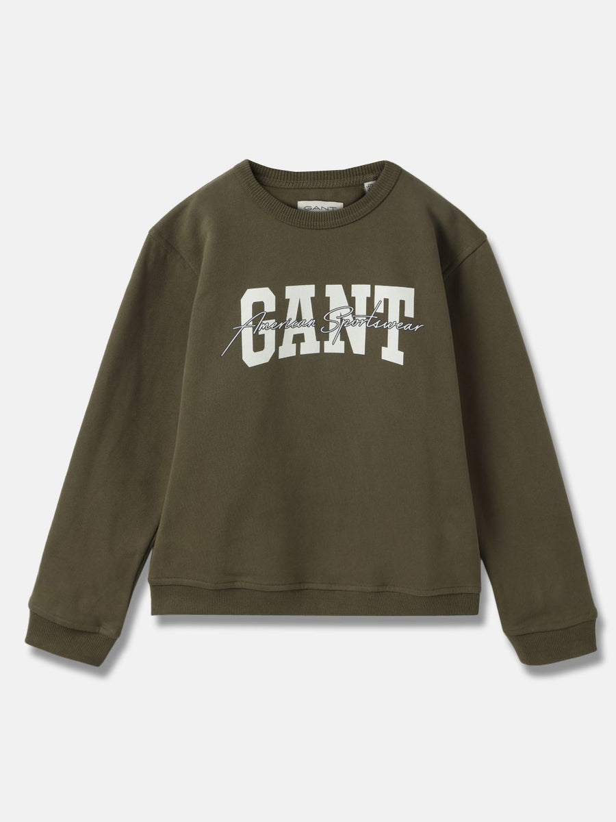 GANT Boys Typography Printed Round Neck Cotton Pullover Sweatshirt
