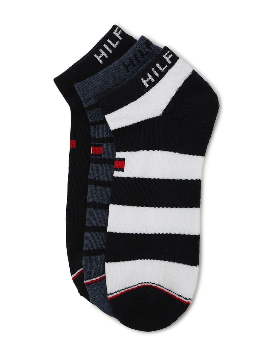 Tommy Hilfiger Men Pack Of 3 Striped Ankle Length Socks