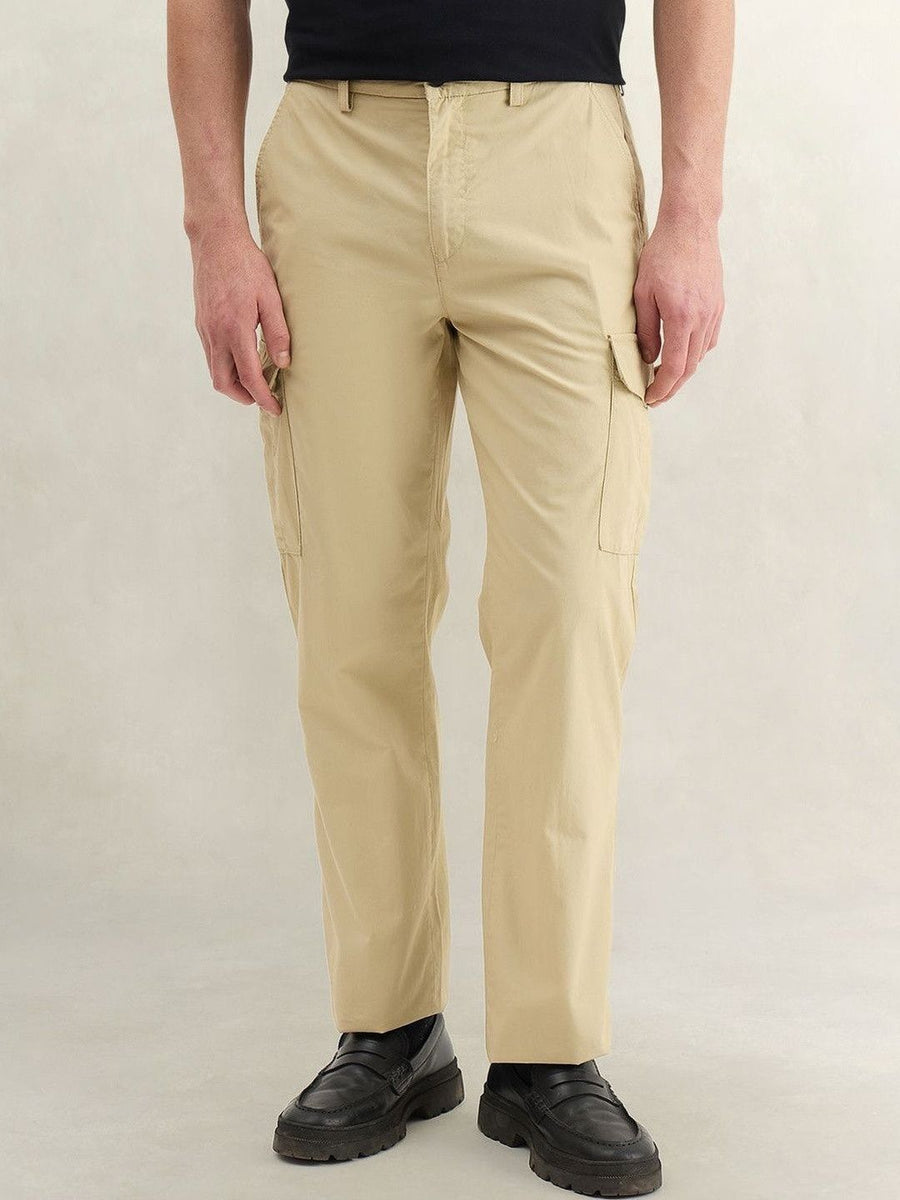 Gant Men Beige Solid Regular Fit Pure Cotton Trouser