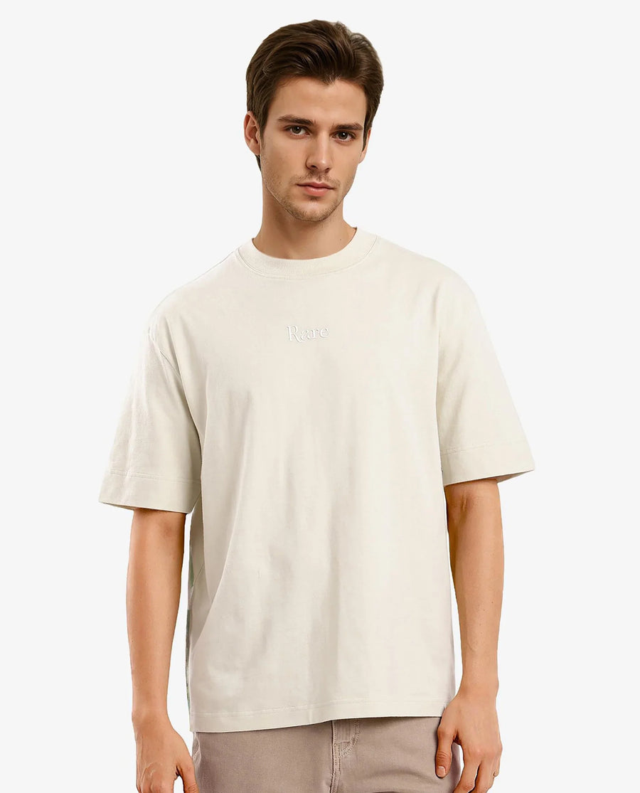 Rare Rabbit Men's Yoko Pastel Green Cotton Graphic Print Oversized Fit Half Sleeve Crew Neck T-Shirt