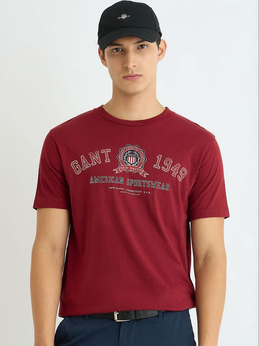 GANT Typography Printed Round Neck Pure Cotton T-shirt