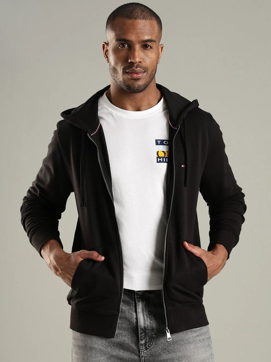 Tommy Hilfiger Men Hooded Solid Open Front Jacket
