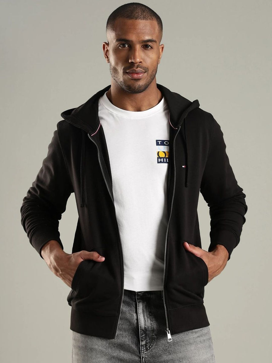 Tommy Hilfiger Men Hooded Solid Open Front Jacket