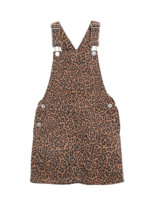 Tommy Hilfiger Girls Relaxed Fit Leopard Square Neck Dungarees