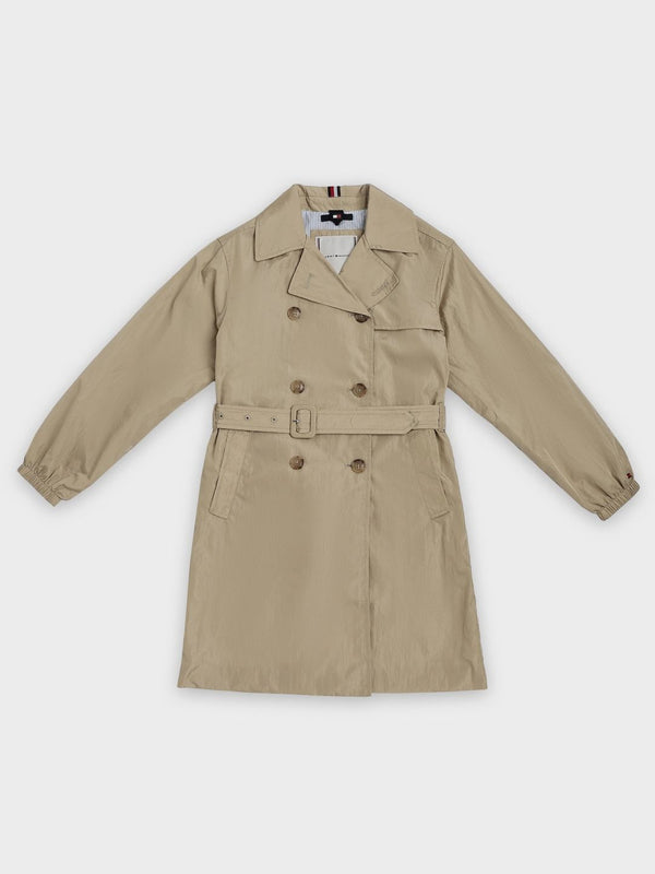Tommy Hilfiger Girls Relaxed Fit Collered Neck Trench Coat