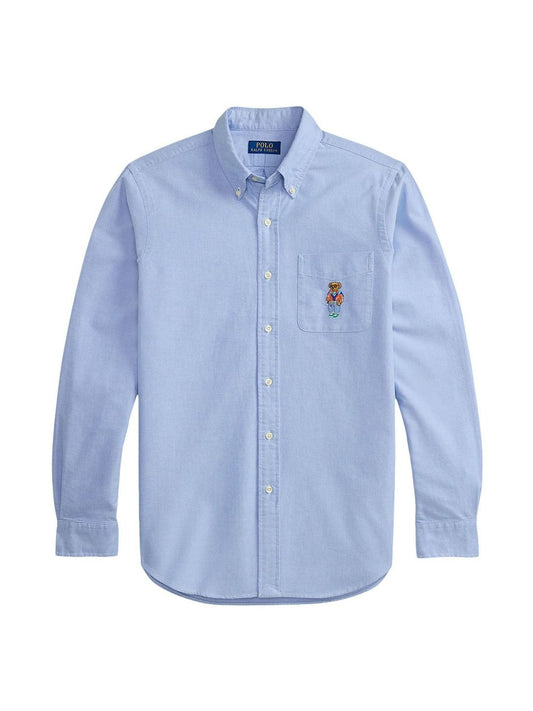 Polo Ralph Lauren Men Blue Solid Polo Bear Shirts