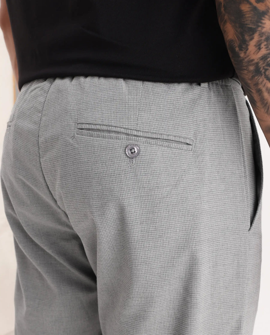 Rare Rabbit Men's Guild Casual Zader Grey Polyester Checked Print Regular Fit Trouser