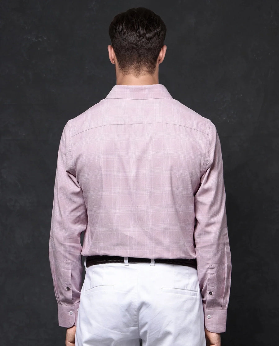 Rare Rabbit Men's Zana Pink Cotton Checked Print Regular Fit Full Sleeve Collared Shirt