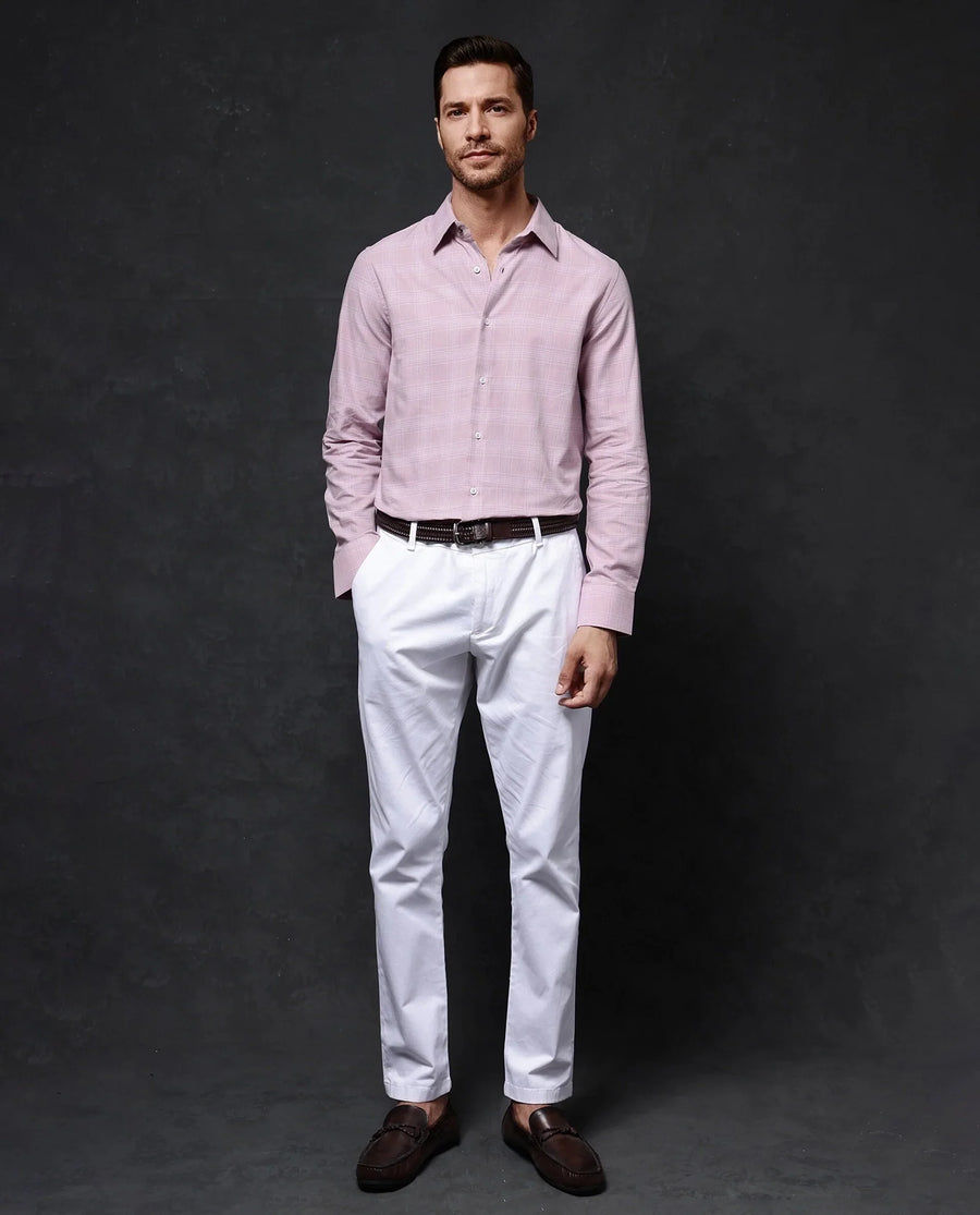 Rare Rabbit Men's Zana Pink Cotton Checked Print Regular Fit Full Sleeve Collared Shirt