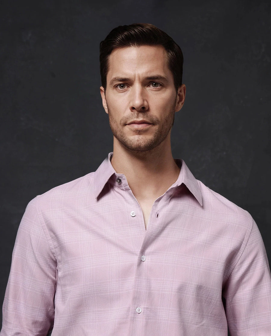 Rare Rabbit Men's Zana Pink Cotton Checked Print Regular Fit Full Sleeve Collared Shirt