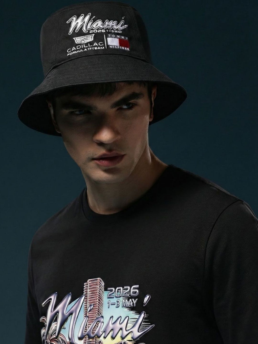 Tommy Hilfiger Men Black Embroidered Bucket Hat