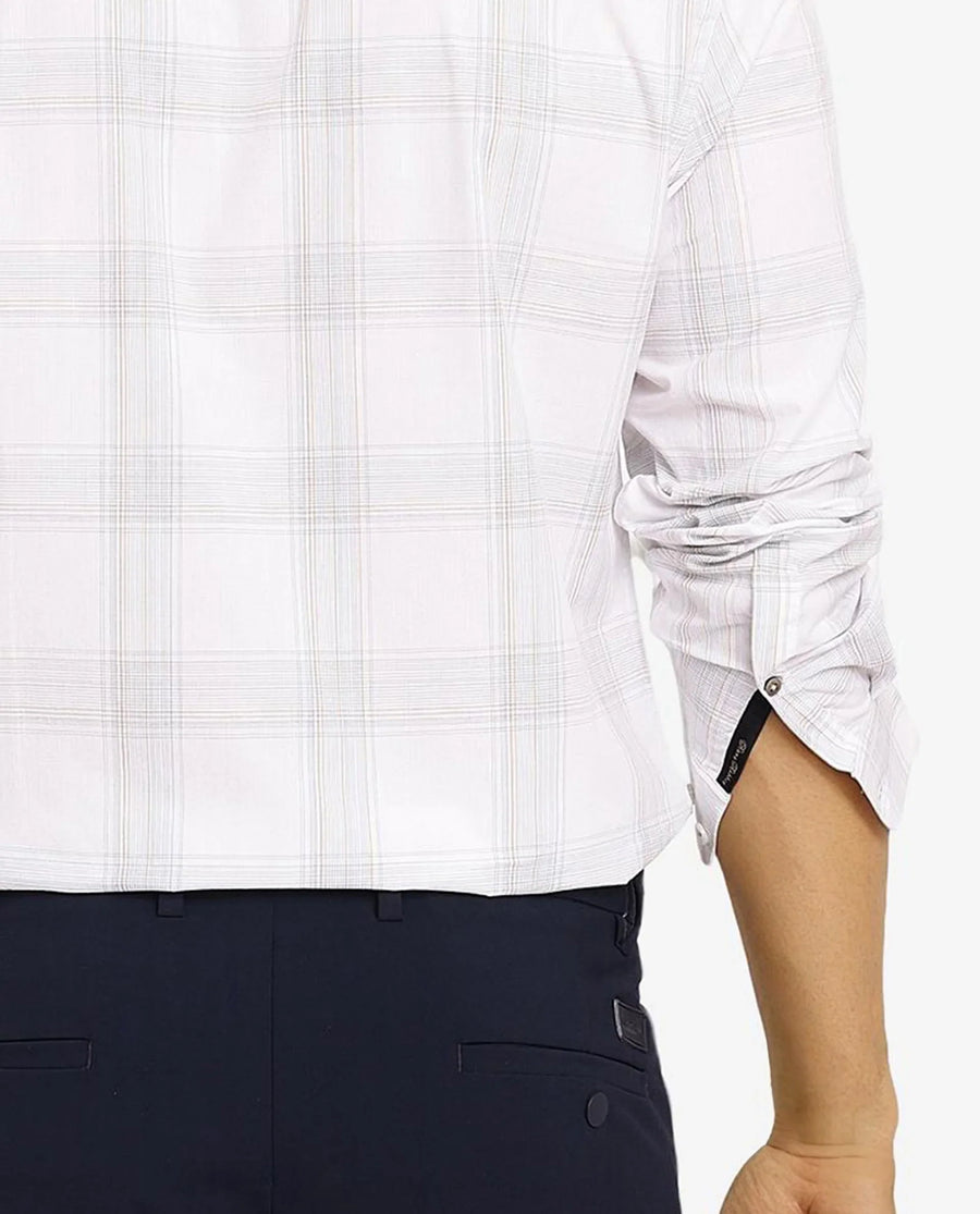 Rare Rabbit Men's Zinga White Cotton Checked Print Regular Fit Full Sleeve Collared Shirt